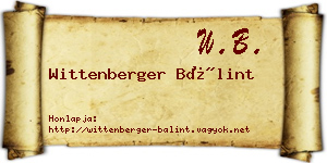 Wittenberger Bálint névjegykártya